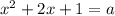 x^2+2x+1=a