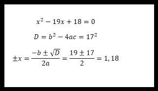 Если один из корней уравнения x-19x+18=0 равен 1, то найдите его второй корень.