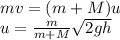 mv = (m+M)u\\
u = \frac{m}{m+M}\sqrt{2gh}