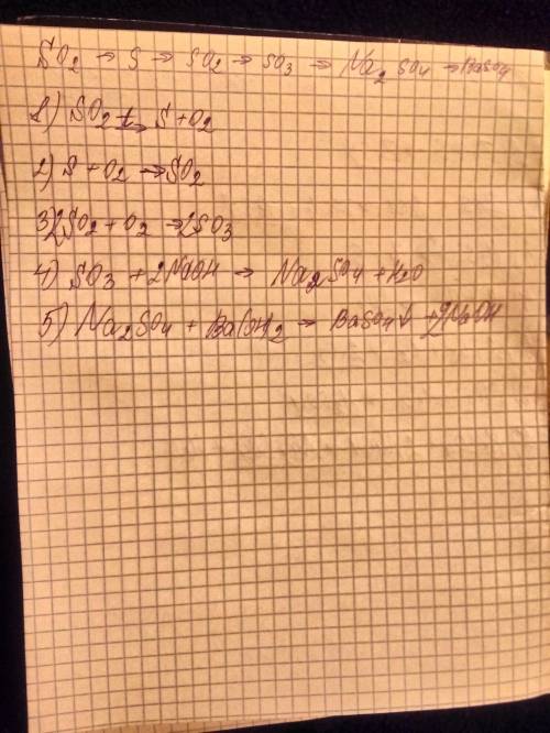 Здійснити схему перетворень: so2> s> so2> so3> naso4> baso4 будьласка іть дуже потріб