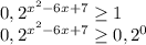 0,2^{x^2-6x+7} \geq 1\\
0,2^{x^2-6x+7} \geq 0,2^{0} 
