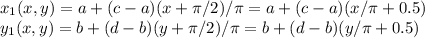 x_1(x,y) = a+(c-a)(x+\pi/2)/\pi = a+(c-a)(x/\pi+0.5)\\
y_1(x,y) = b+(d-b)(y+\pi/2)/\pi = b+(d-b)(y/\pi+0.5)