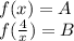 f(x)=A \\ 
f( \frac{4}{x} )=B