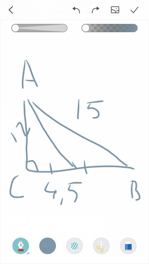 Отрезок ad-биссектриса треугольника abc, в котором угол c=90, ab=15 см и ac=12 см. найдите bd и cd.