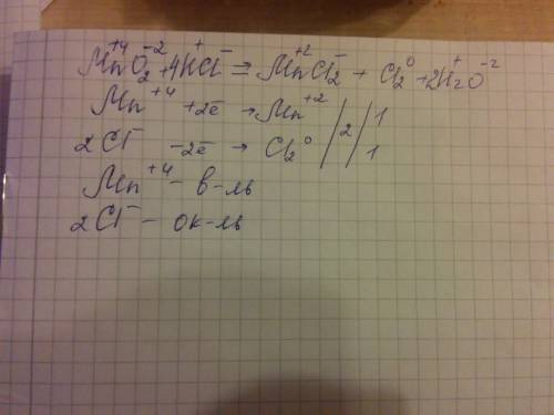 Уравняйте овр методом электронного mno2+hcl=mncl2+cl2+h2o