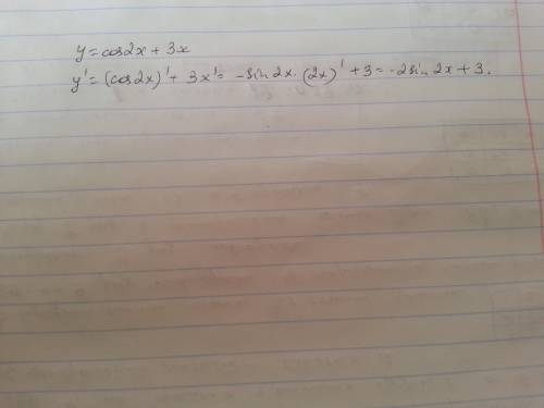 Найдите производную функции y=cos2x+3x