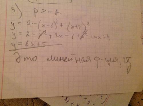 Докажите что функция y=2-(x-1)^2+(x+2)^2 является линейной. найдите координаты точек пересечения гра