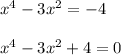 x^4 - 3x^2 = -4 \\ \\ 
x^4 - 3x^2 + 4 = 0