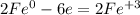 2Fe^{0}-6e=2Fe^{+3} 
