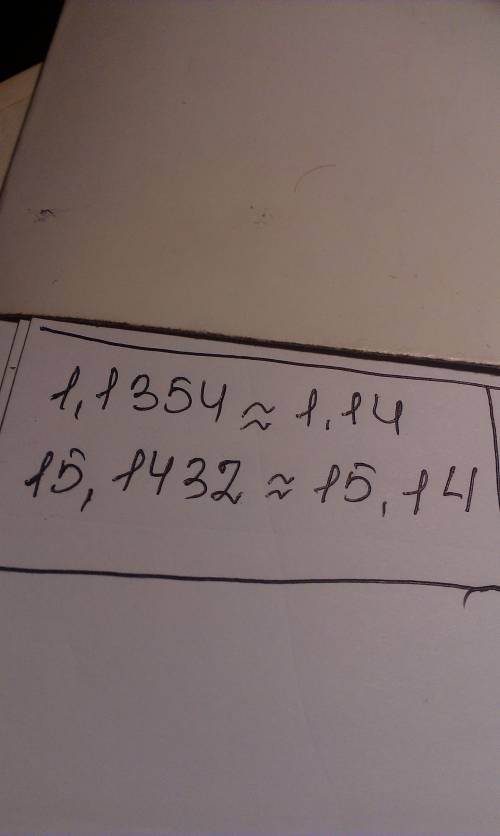 Округлить с точностью до 0,01 числа: а) 1,1354; б) - 15,1432.