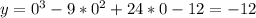 y=0^3-9*0^2+24*0-12=-12
