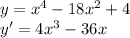 y=x^4-18x^2+4\\
y'=4x^3-36x
