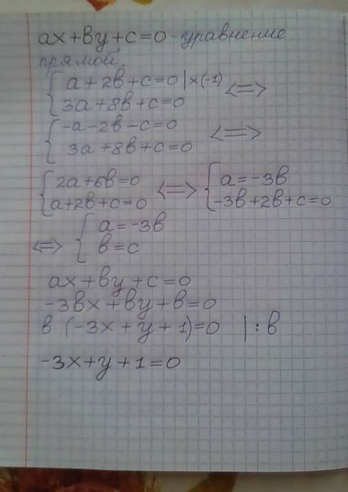 Найдите уравнение прямой, проходящей через точки a(1; 2) и b(3; 8)
