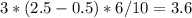 3*(2.5-0.5)*6/10=3.6