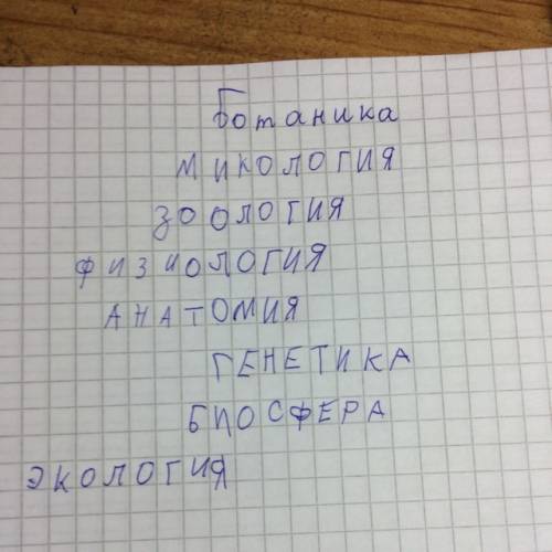 Сделать кроссворд по биологии на тему биология-наука о живой природе со словами: микология, ботаника