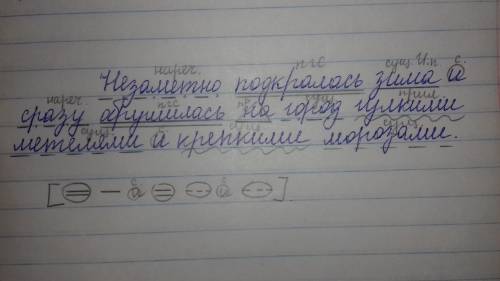 Сделать синтаксический разбор предложения незаметно подкралась зима и сразу обрушилась на город гулк