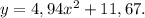 y=4,94x^2+11,67.
