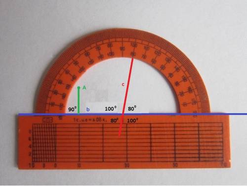 Проведите прямые b и c,пересекающиеся под углом 80°.выполните следующие .1.надпишите величины трех д