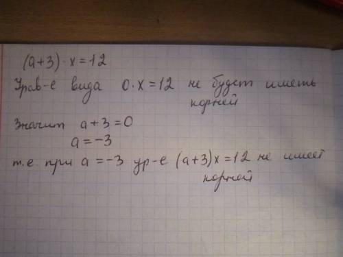 При каком значении (а+3)х =12 не имеет корней