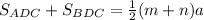 S_{ADC}+S_{BDC}=
\frac{1}{2} (m+n) a