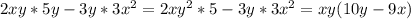 2xy*5y-3y*3x^2=2xy^2*5-3y*3x^2=xy(10y-9x)
