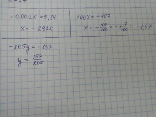 0,002x-3,84=2 1002x-2=-1000 100x+2=-105 -205y-21=-178