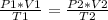 \frac{P1*V1}{T1} = \frac{P2*V2}{T2} 
