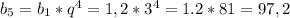 b_{5} = b_{1} * q^{4} = 1,2 * 3^{4} = 1.2 * 81= 97,2
