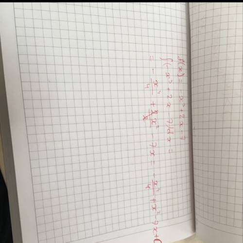 F(x)= -x^3+2x-7 найти первообразную,
