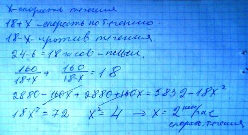 Теплоход проходит по течению до пункта назначения 160 км и после стоянки возвращается в пункт назнач