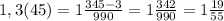 1,3(45)=1 \frac{345-3}{990} =1 \frac{342}{990}=1 \frac{19}{55} 
