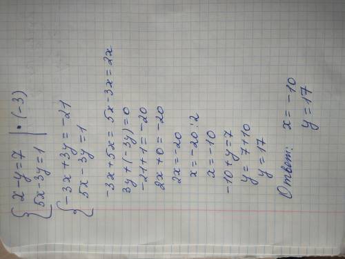 Решите систему уравнений сложения 1) х-у=7 5х-3у=1 2)6х+5у=6 2х+у=-2 и если можно решение на листочк