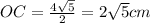 OC= \frac{4 \sqrt{5} }{2} =2 \sqrt{5} cm
