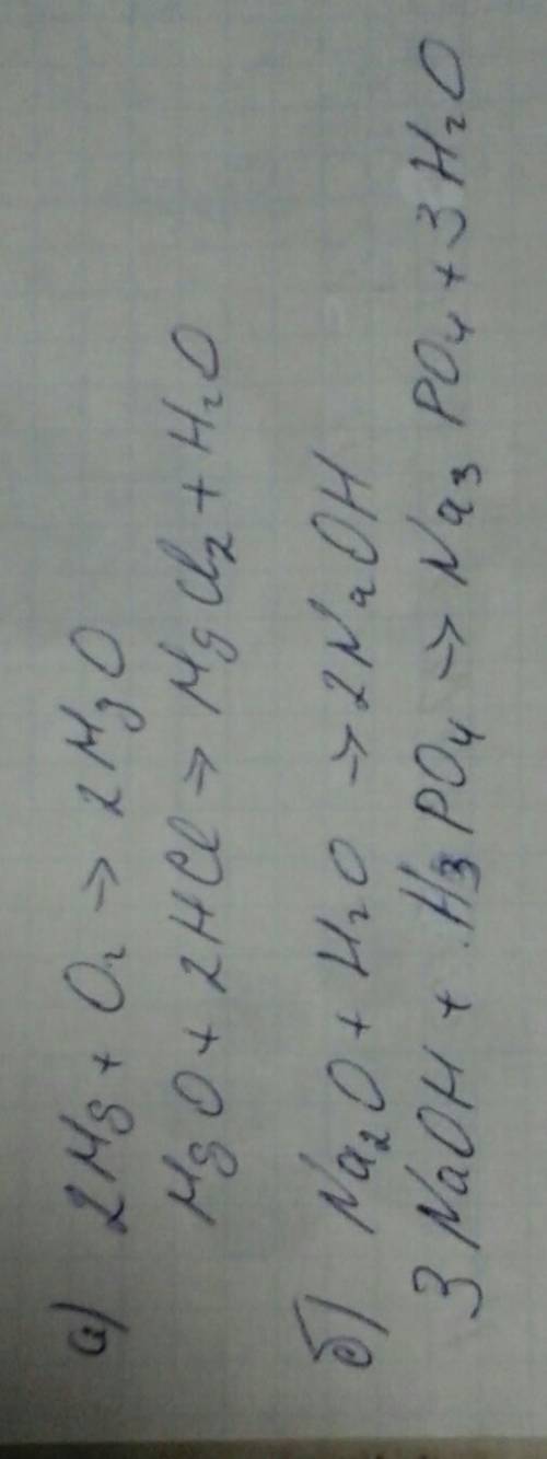 Составьте уравнения реакций ,с которых можно осуществить следующие превращения : а)mg➡mgo➡mgcl2 б)na