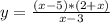 y = \frac{(x - 5) *(2 + x)}{x - 3}