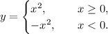 y=\begin{cases}x^2, \quad &x\ge0,\\
-x^2, \quad &x