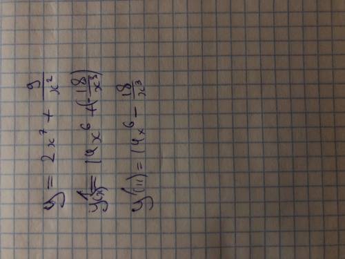 Найдите производную функции y=2x^7+9/x^2