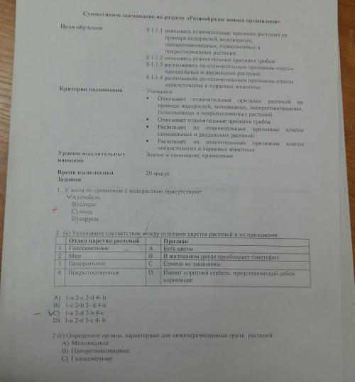Суммативное оценивание по разделу разнообразие живых организмов 8 класс скиньте надо