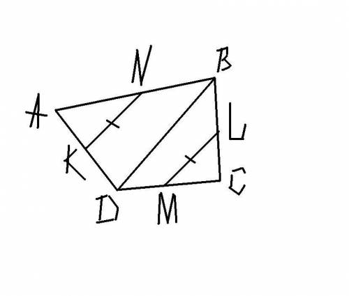 Точки k, l, m, n - середины сторон четырехугольника abcd. докажите что kn || lm
