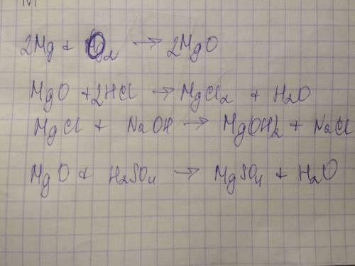 Рио и овр mg→mgo→mgcl2→mg(oh)2 mgo→mgso4