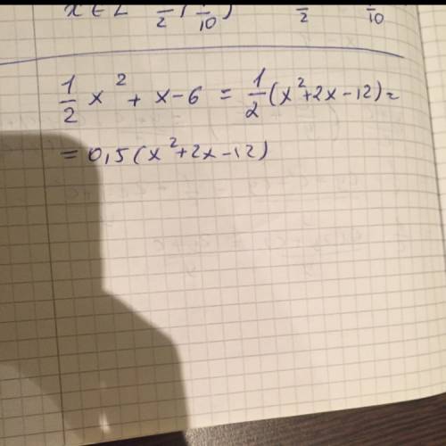 Выделить квадрат двучлена из 1/2x^2+x-6