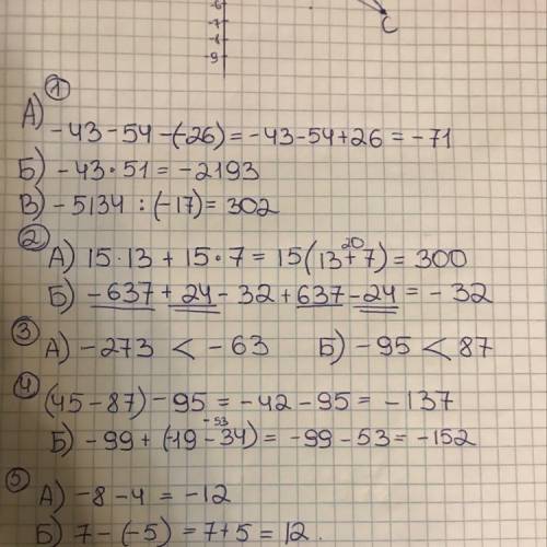 Нужен ход решения и ответ 1.вычислите: а) -43-) б) -43•51 в) -5134: (-17) 2.вычислите, выбирая удобн