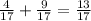 \frac{4}{17} + \frac{9}{17} = \frac{13}{17}