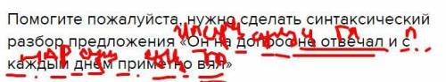 Нужно сделать синтаксический разбор предложения «он на допрос не отвечал и с каждым днём приметно вя