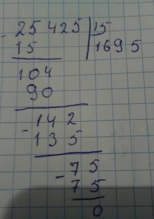 25425: 15 столбиком правильное решение