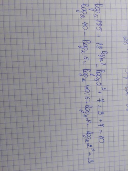 Обчислітьlog5 (125)+12log12(7)log2(40)-log2(5)​