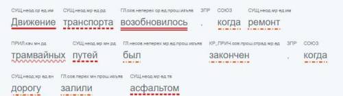 Движение транспорта возобновилось, когда ремонт трамвайных путей был закончен, когда дорогу залили а