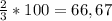 \frac{2}{3} *100=66,67%