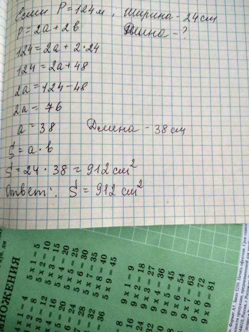 (6 Перимети иметр прямокутної ділянки - 124 м, ширина Знайди площу цієї ділянки.