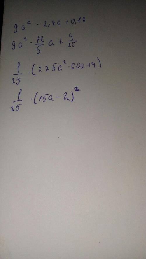 9a^2−2,4a+0,16 Решите уравнение: